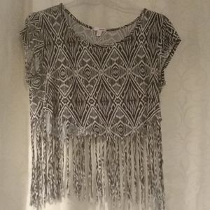 Tribal Mayan southwest print  fringe crop top summer fun trippy nights